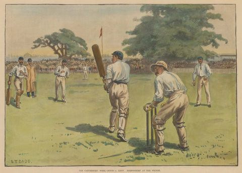 Canterbury Week - Notts vs Kent With Shrewsbury At The Wicket - S T Dadd - Vintage Cricket Photo Lithograph Sports Memorabilia - Life Size Posters by Tallenge Store