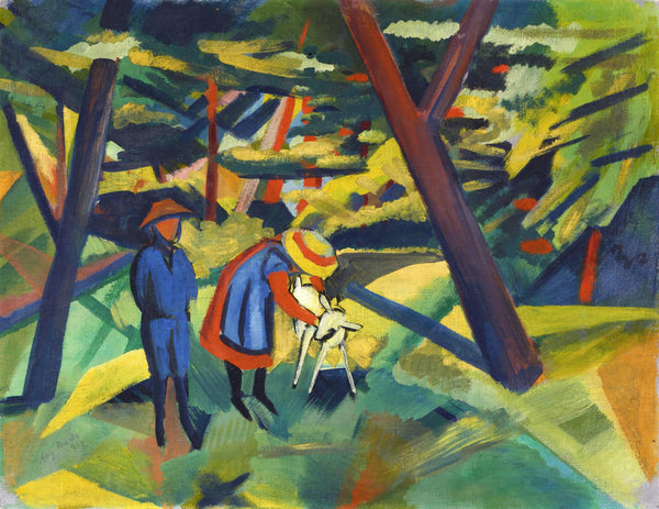 Children With Goat In The Forest (Kinder mit Ziege im Wald)-  August Macke - Art Prints