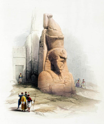 Collosal Statue At The Temple Of Luxor c1848 - David Roberts RA - Vintage Orientalist Painting Of Egypt by David Roberts