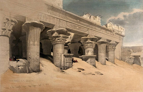 Columns Of The Temple At Idfu c1838 - David Roberts RA - Vintage Orientalist Painting Of Egypt by David Roberts