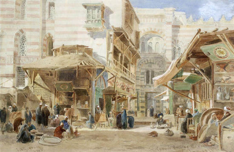 Coppersmiths Market In Cairo (c1871) - Edward Angelo Goodall - Vintage Orientalist Painting Of Egypt by Edward Angelo Goodall