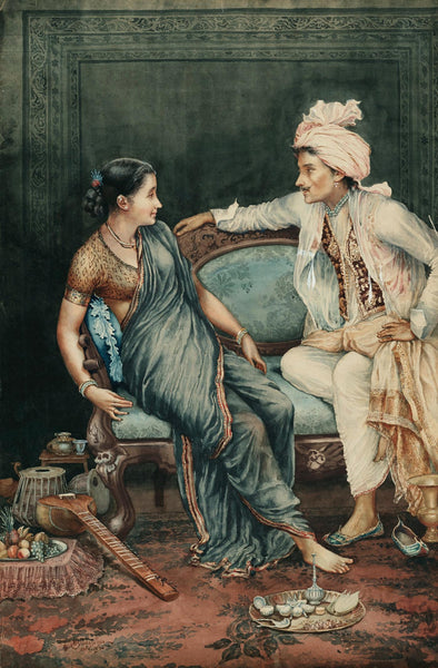 Courting Couple - M V Dhurandhar - Indian Masters Artwork - Large Art Prints
