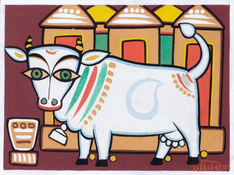 Cow - Jamini Roy - Bengal School Art Painting by Jamini Roy