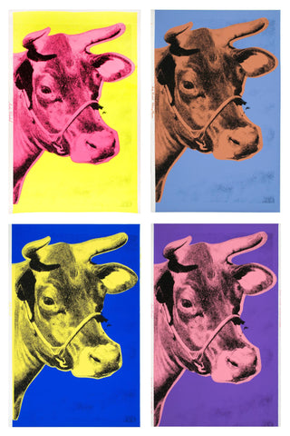Cow (Set Of 4) - Andy Warhol -  Pop Art Painting - Canvas Roll (12 x 18 inches) each