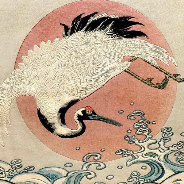 Crane And The Rising Sun (Auspicious Signs) - Isoda Koryûsai c1780 - Ukiyo-e Woodblock Print Japanese Art Painting - Posters