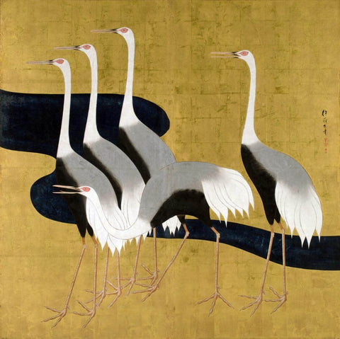 Cranes  - Sakai Hoitsu - Japanese Masterpiece Painting by Sakai Hoitsu