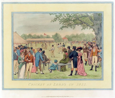Cricket At Lords In 1822 - Vintage Cricket Lithograph - Sports Memorabilia by Tallenge Store
