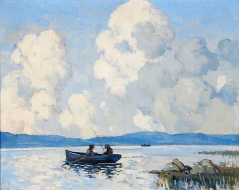 Dapping (Fly Fishing) At  Lough Mask - Paul Henry RHA - Irish Master - Landscape Painting - Life Size Posters