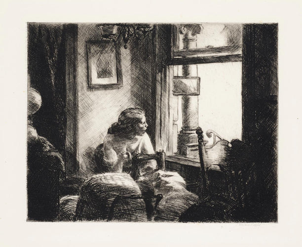 Large Artwork Prints of East Side Interior - Edward Hopper Sketch - Large Art Prints by Edward Hopper