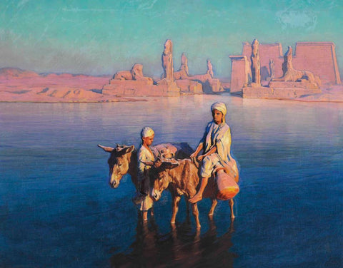 El-Seboua in Egypt - Adam Styka - Vintage Orientalist Painting Of Egypt by Adam Styka