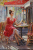 Elegant Lady at a Parisian Café - Konstantin Razumov Painting - Art Prints