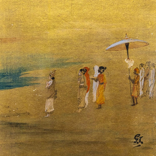 Emperor Ashokas Daughter Sanghamitra And Son Mehendra Arriving At Lanka To Preach Buddhism - Gaganendranath Tagore - Bengal School Painting - Canvas Prints