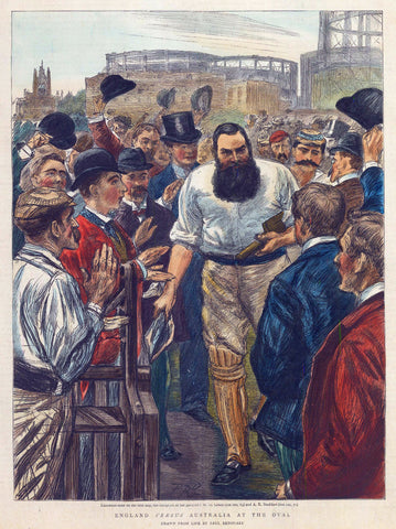 England v Australia At The Oval With W G Grace - Vintage Cricket Photo Lithograph Sports Memorabilia by Tallenge Store