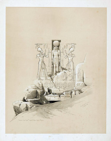 Entrance To The Great Temple Of Abu Simbel c1848 - David Roberts - Vintage Orientalist Painting Of Egypt by David Roberts