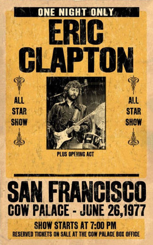 Eric Clapton One Night Only 1977 Vintage Rock And Roll Music Poster Eric Clapton One Night Only 1977 Vintage Rock And Roll Music Poster