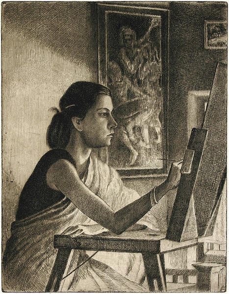 Female Artist - Ramendranath Chakravorty - Bengal School Art - Indian Painting - Canvas Prints