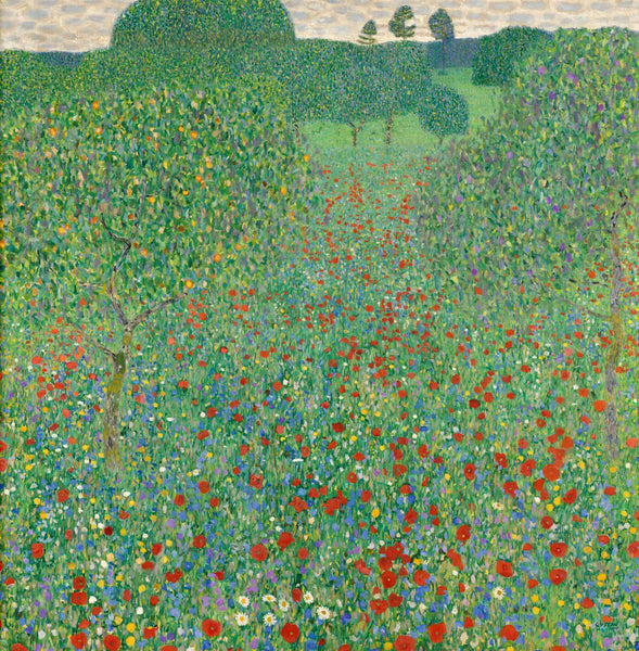 Field Of Poppies - Gustav Klimt - Floral Landscape Painting - Life Size Posters