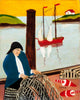 Fisherman On The Wharf (Flags) - Maud Lewis - Folk Art Painting - Art Prints