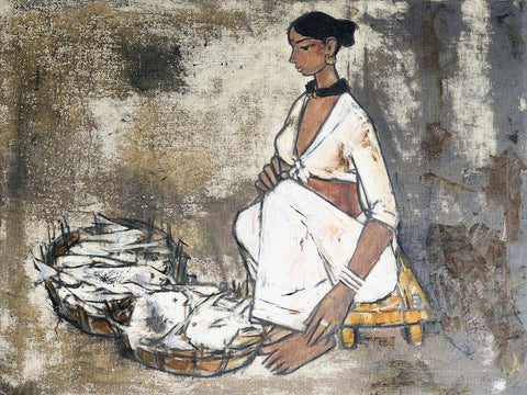 Fisherwoman - B Prabha Painting - Indian Masters Art - Art Prints