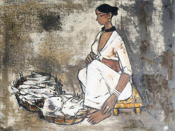 Fisherwoman - B Prabha Painting - Indian Masters Art - Posters