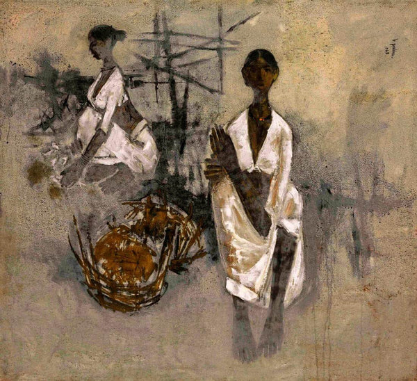 Fisherwoman With Crabs - B Prabha Painting - Indian Masters Art - Canvas Prints