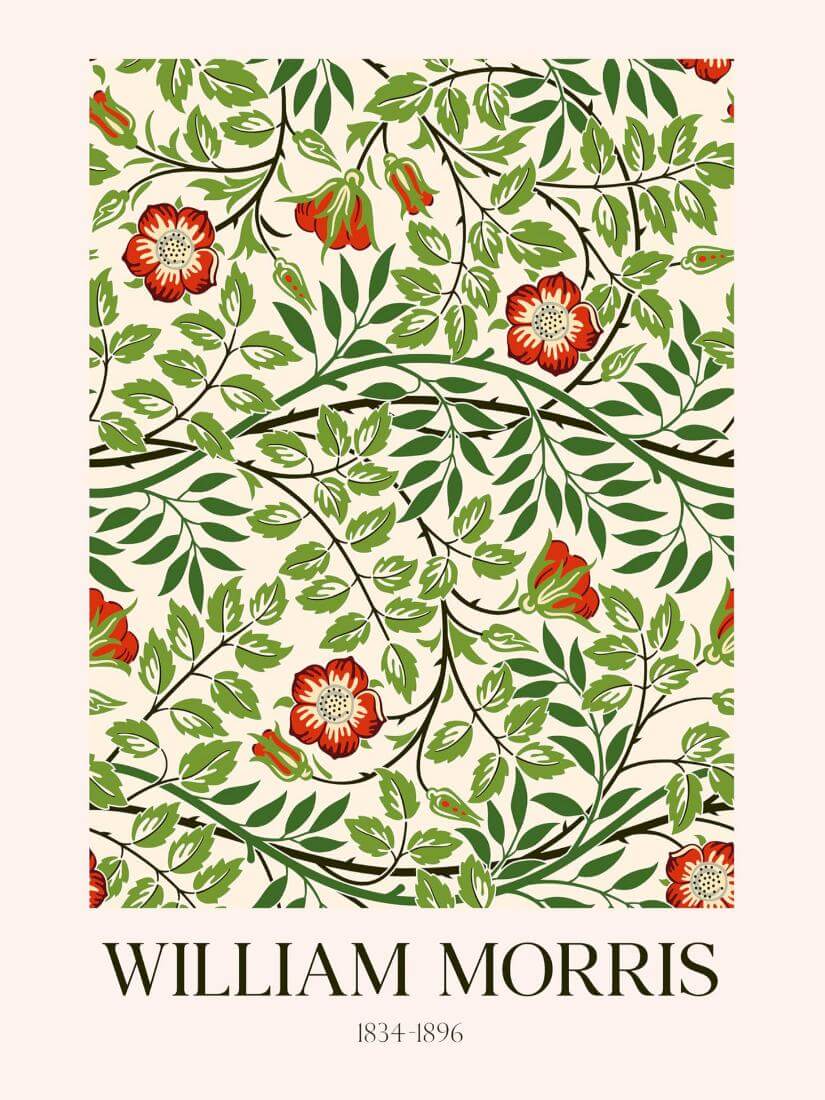 Flowers - William Morris Exhibition Poster - Vintage Naturalistic