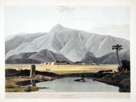 Fort Chevalpettore In Srivilliputhur - William Daniell - c1804 - Vintage Orientalist Aquatint of India - Large Art Prints by William Daniell