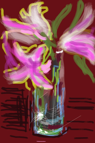 Fresh Flowers - David Hockney iPhone Drawing - Large Art Prints