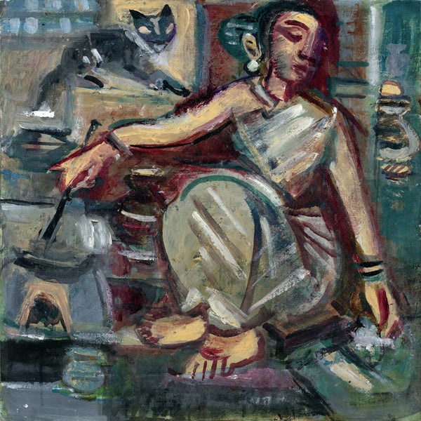 Frying Fish c1953 - Benode Behari Mukherjee - Bengal School Art - Indian Painting - Art Prints