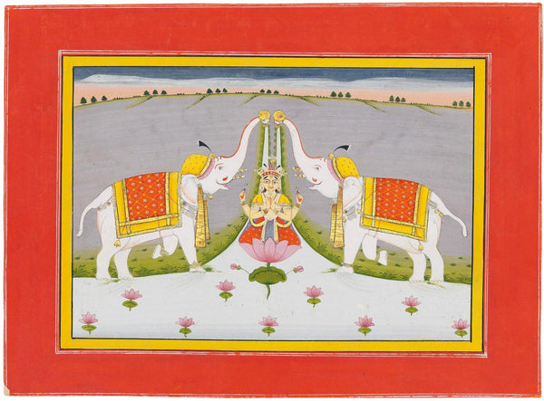 Gajalakshmi - Gajdhar Bikaner School - c1855 Vintage Indian Religious Painting For Prosperity - Canvas Prints