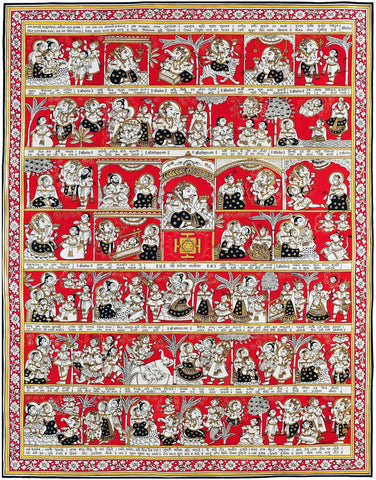 Ganesh Chalisa - Phad Painting From Bhilwara In Rajasthan - Indian Folk Art - Framed Prints