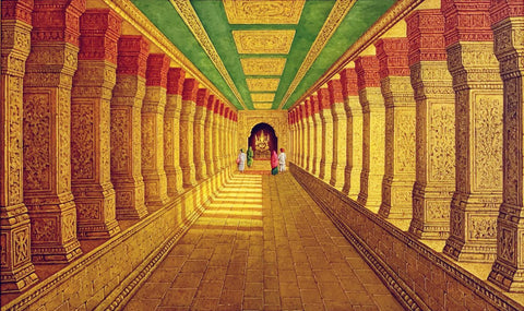 Ganesha Vinayak Statue At Rameswaram In Tamil Nadu - Spiritual Painting Of India - Life Size Posters by L N Taskar