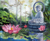 Gautam Buddha In Lotus Pond - Contemporary Buddha Painting - Large Art Prints