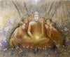 Gautam Buddha With Young Disciples  - Contemporary Buddha Painting - Posters