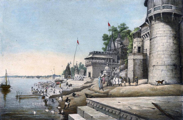 Ghats Of Benaras - James Prinsep  - Vintage Orientalist Painting Of India - Art Prints