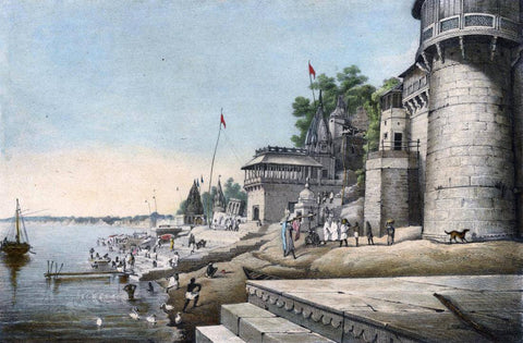 Ghats Of Benaras - James Prinsep  - Vintage Orientalist Painting Of India - Art Prints