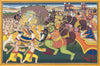 Goddess Durga In Battle Against Demons - Rajasthan School - Vintage Indian Painting c1830 - Framed Prints