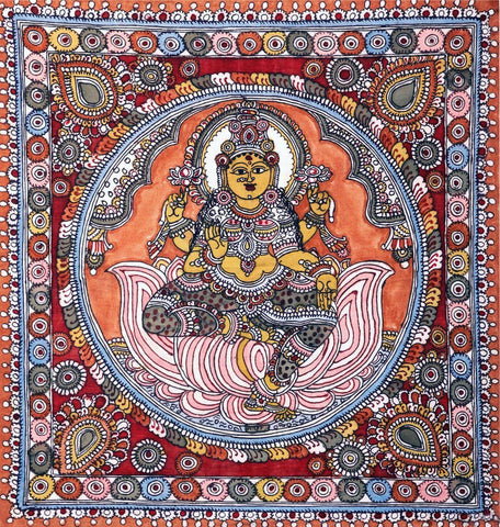 Goddess Lakshmi - Kalamkari Painting - Indian Folk Art by Tallenge Store