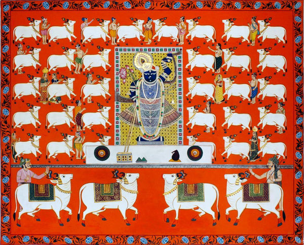 Gopashtami - Krishna With Cows - Pichwai Painting - Life Size Posters