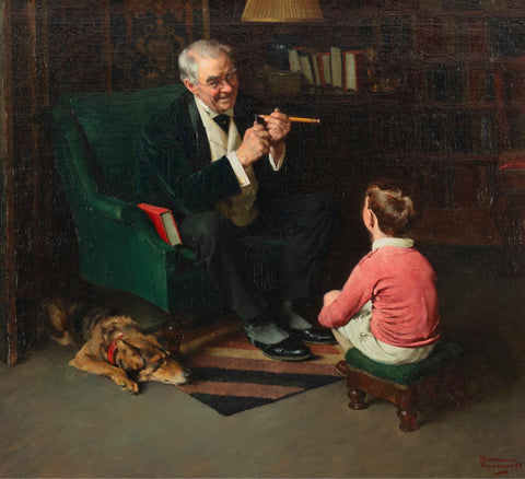 Grandfather And Grandson - Norman Rockwell Painting - Canvas Prints