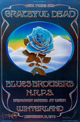 Grateful Dead - Winterland Blue Rose 1978 New Years Eve Concert Poster by Tallenge Store