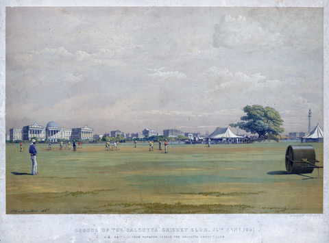 Ground Of Calcutta Cricket Club (Rangoon vs CCC) c1861 - Percy Carpenter - Colored Etched Painting - Sports Memorabilia - Large Art Prints by Tallenge Store