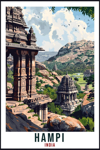 Hampi Karnataka - Travel Poster 2 - Life Size Posters by L N Taskar