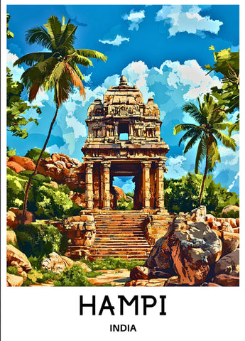 Hampi Karnataka - Travel Poster - Life Size Posters by L N Taskar