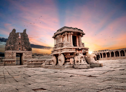 Hampi Temple Complex In Karnataka - Archeological Monuments Of India - Large Art Prints by L N Taskar