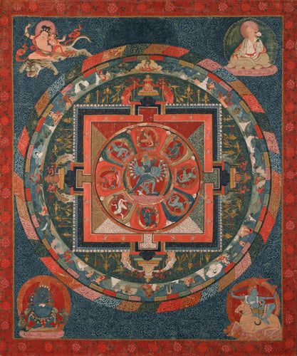 Large Artwork Prints of Hevajra (Compassion And Wisdom) Mandala - 15th Century Buddhist Thangka Painting - Large Art Prints by Tallenge Store