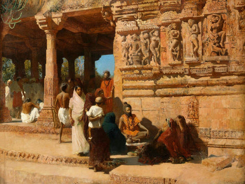 Hindu Temple In Bombay 1884 - Edwin Lord Weeks - Vintage Orientalist Art Painting Of India - Large Art Prints by Edwin Lord Weeks