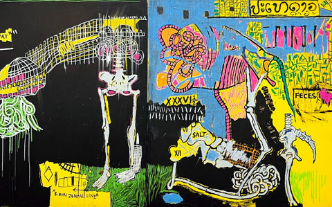 Horizontal Line - Jean-Michael Basquiat - Neo Expressionist Painting - Framed Prints