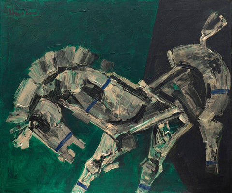 Horse (Green) - Maqbool Fida Husain - Life Size Posters by M F Husain