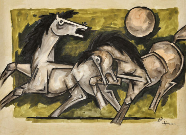 Horses Of The Sun - Maqbool Fida Husain Painting - Posters